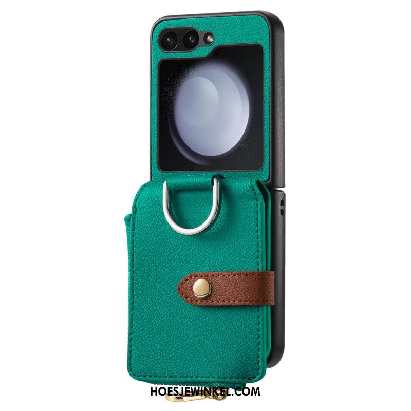 Cover Hoesje Samsung Galaxy Z Flip 7 Fe Telefoonhoesje Vak Met Rits En Ringhouder
