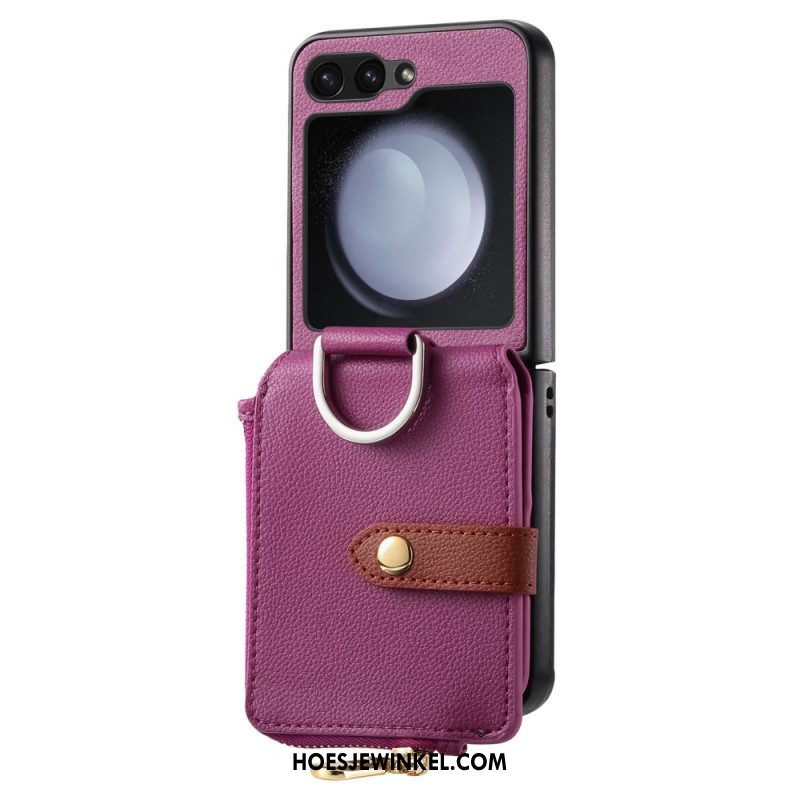 Cover Hoesje Samsung Galaxy Z Flip 7 Fe Telefoonhoesje Vak Met Rits En Ringhouder