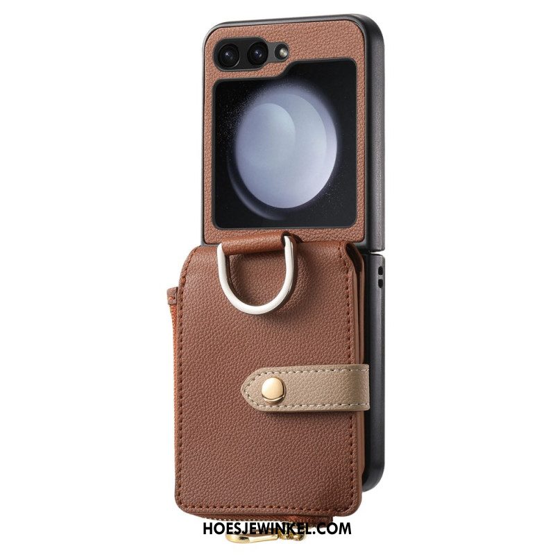 Cover Hoesje Samsung Galaxy Z Flip 7 Fe Telefoonhoesje Vak Met Rits En Ringhouder