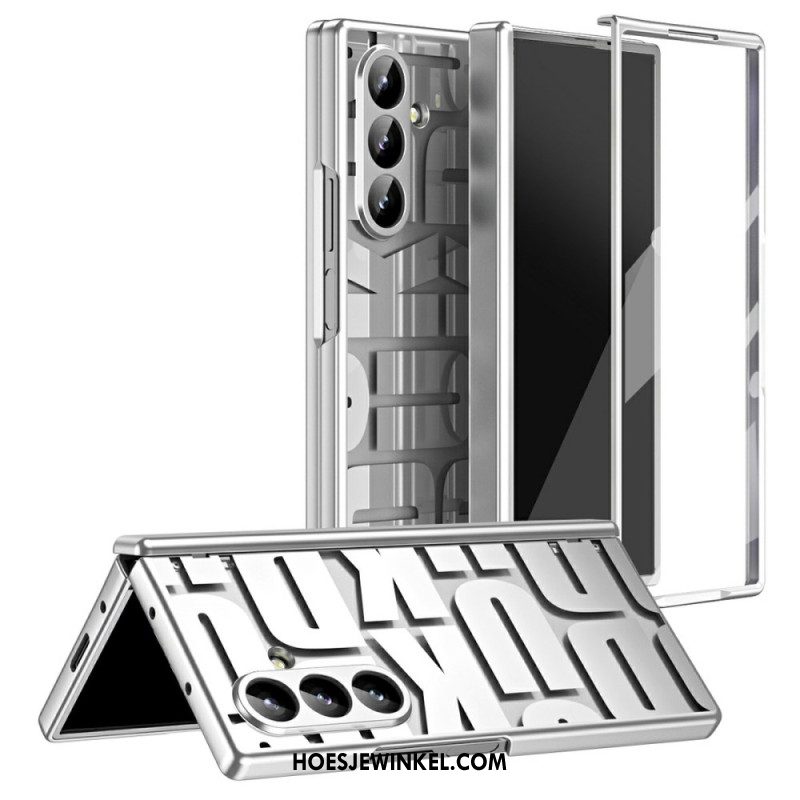 Cover Hoesje Samsung Galaxy Z Fold 7 Telefoonhoesje Letterontwerp Met Schermbeschermer Van Gehard Glas