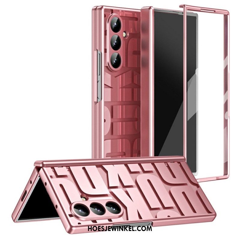 Cover Hoesje Samsung Galaxy Z Fold 7 Telefoonhoesje Letterontwerp Met Schermbeschermer Van Gehard Glas