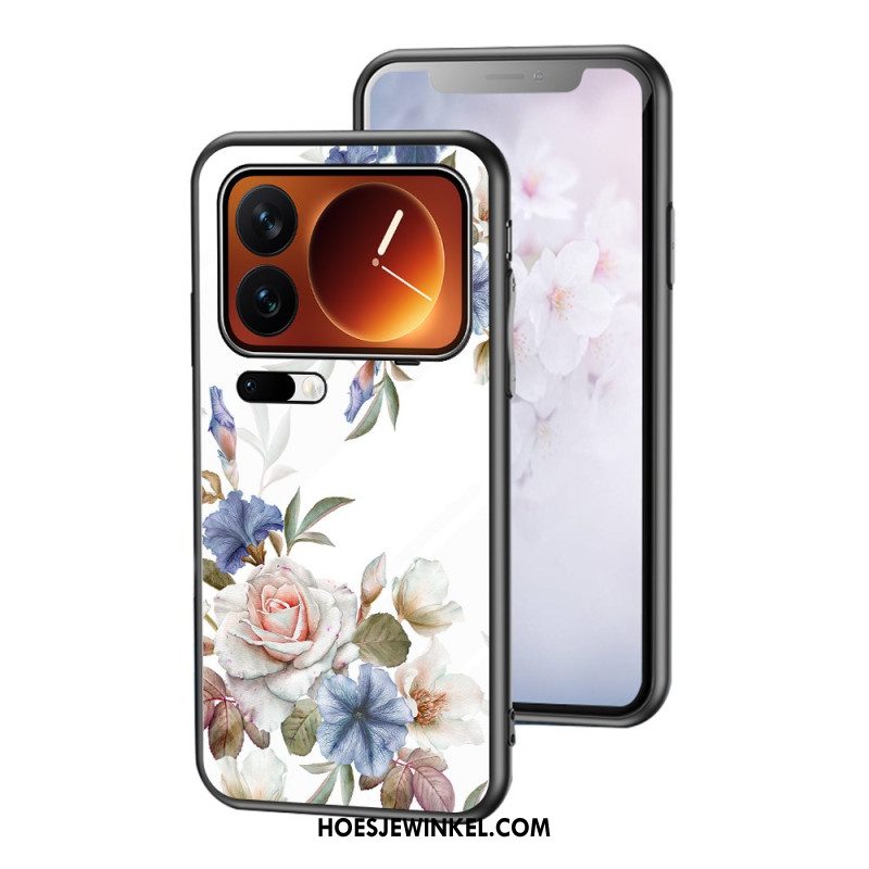 Cover Hoesje Xiaomi 17 Pro Telefoonhoesje Bloemenpatroon Van Gehard Glas