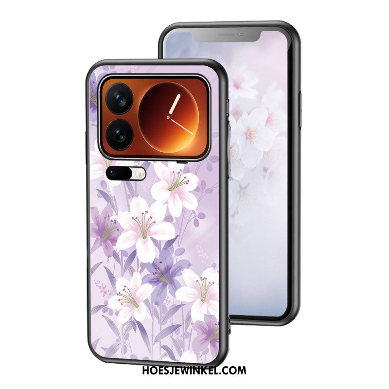 Cover Hoesje Xiaomi 17 Pro Telefoonhoesje Bloemenpatroon Van Gehard Glas