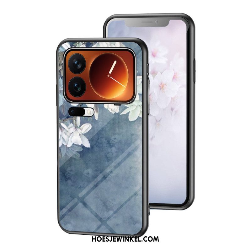 Cover Hoesje Xiaomi 17 Pro Telefoonhoesje Bloemenpatroon Van Gehard Glas