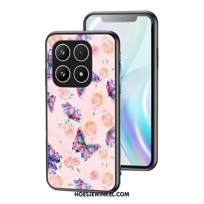 Cover Hoesje Xiaomi 17 Telefoonhoesje Gehard Glas Met Vlinderpatroon