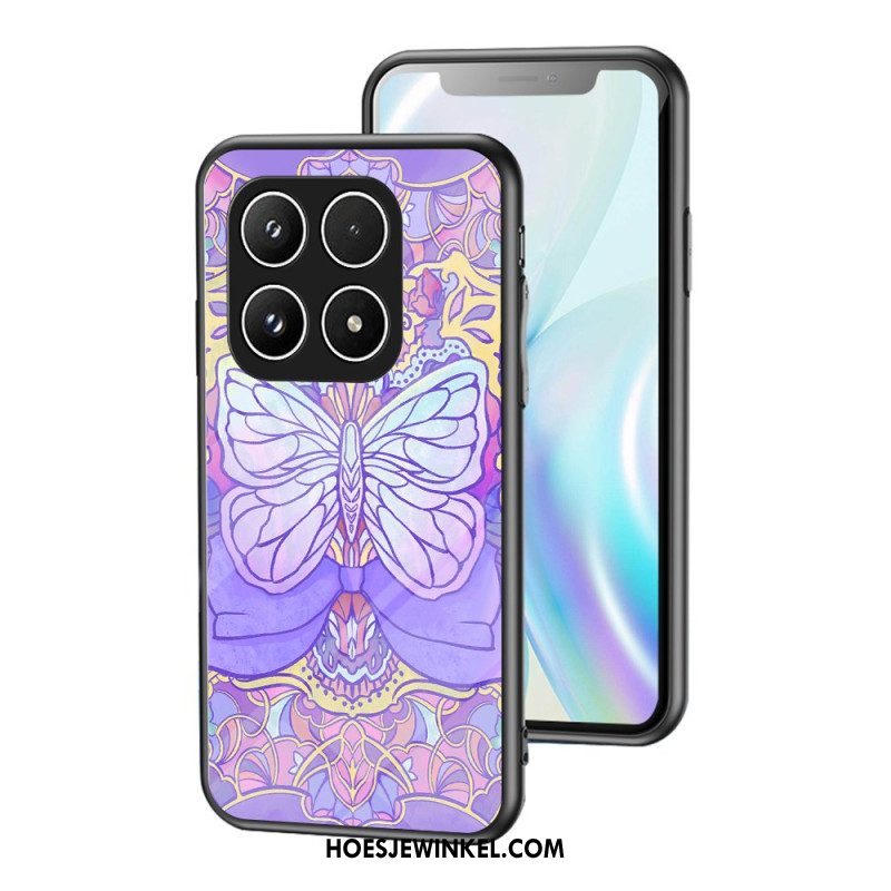 Cover Hoesje Xiaomi 17 Telefoonhoesje Gehard Glas Met Vlinderpatroon