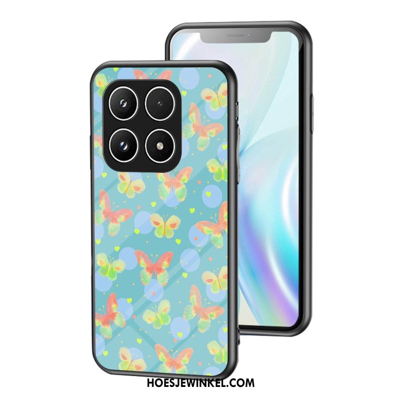 Cover Hoesje Xiaomi 17 Telefoonhoesje Gehard Glas Met Vlinderpatroon