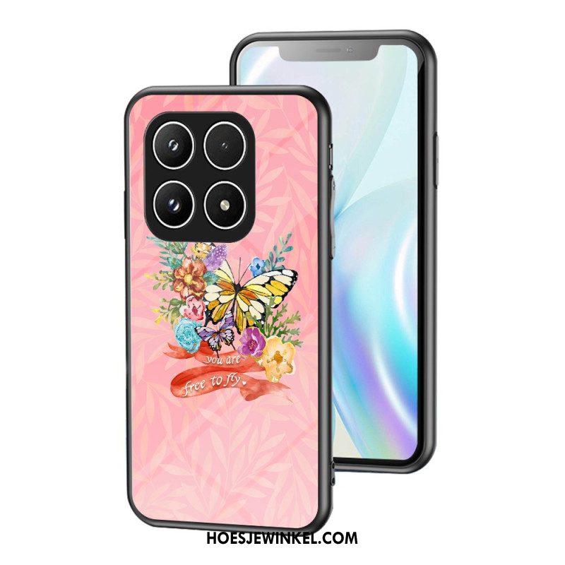 Cover Hoesje Xiaomi 17 Telefoonhoesje Gehard Glas Met Vlinderpatroon