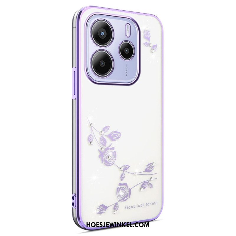 Cover Hoesje Xiaomi Redmi Note 14 4g Telefoonhoesje Strass-steentjes En Bloemen
