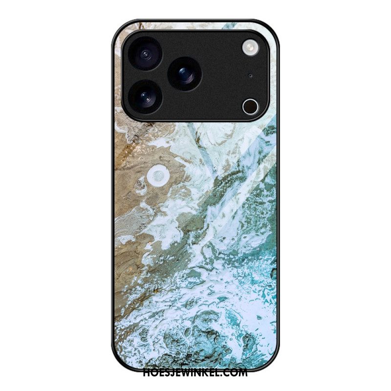 Cover Hoesje iPhone 17 Pro Max Telefoonhoesje Gehard Glas Marmer