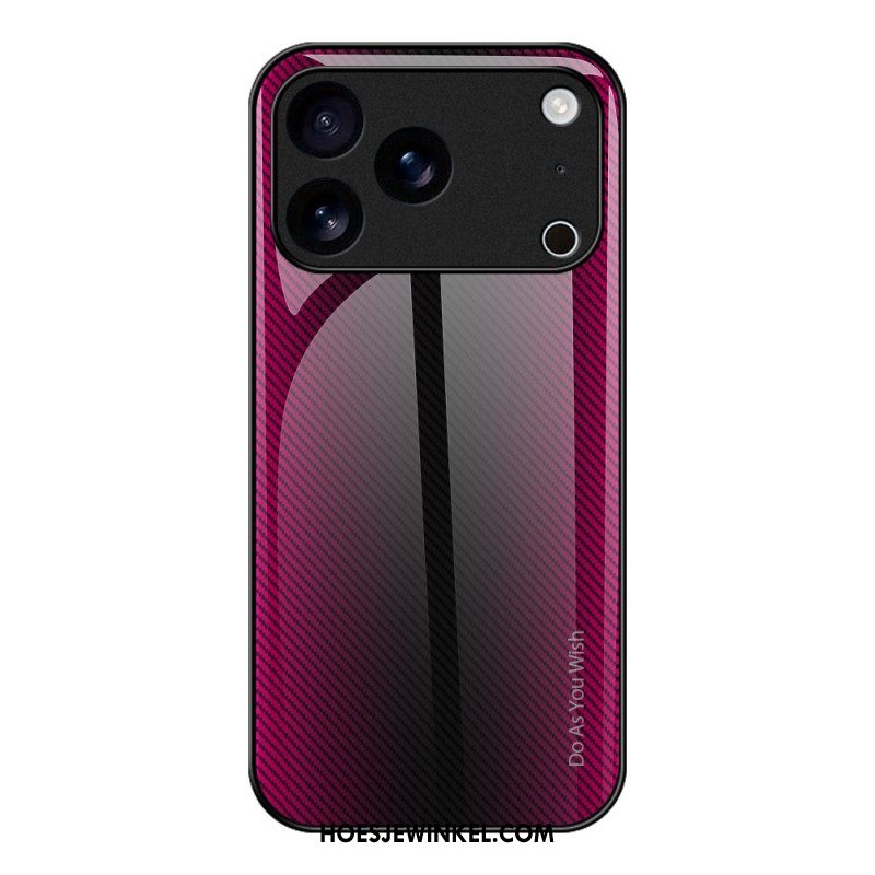 Cover Hoesje iPhone 17 Pro Max Telefoonhoesje Gehard Glas Met Koolstofvezel