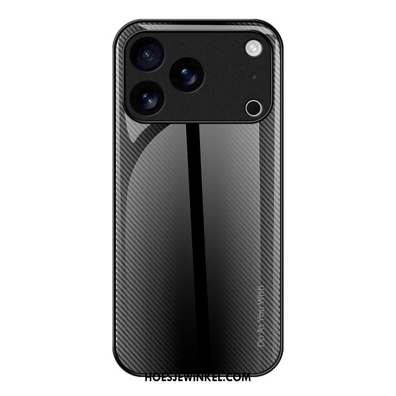 Cover Hoesje iPhone 17 Pro Telefoonhoesje Gehard Glas Met Koolstofvezel