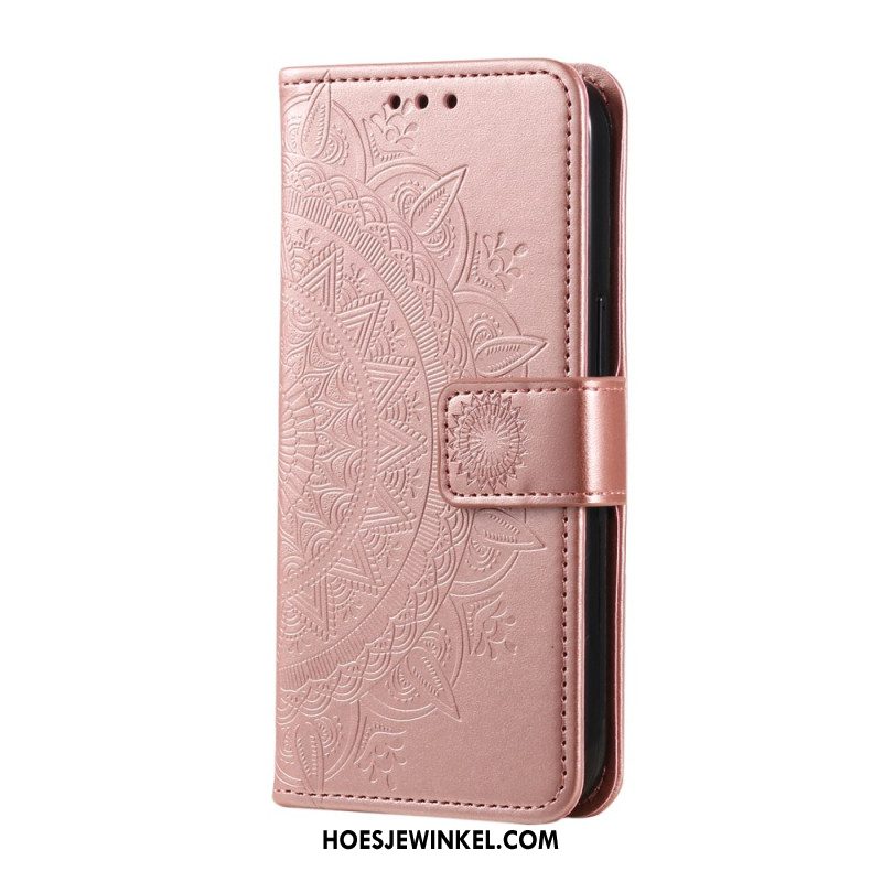 Flip Case Leren Oneplus 12 5g Bloemenmandala Met Koord