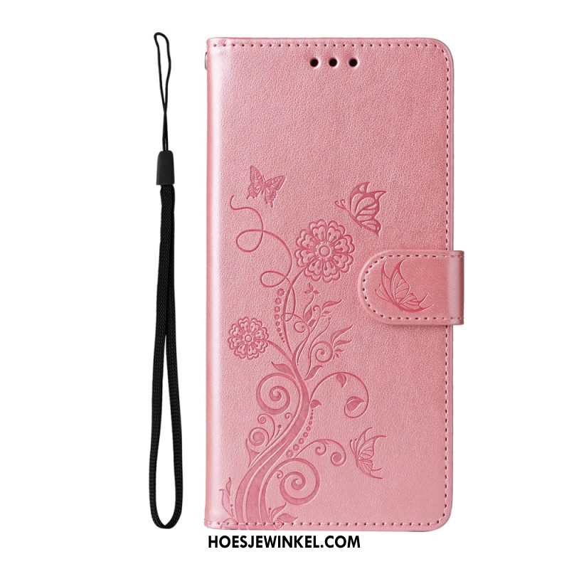 Flip Case Leren Oneplus 15 Bloemen En Vlinders