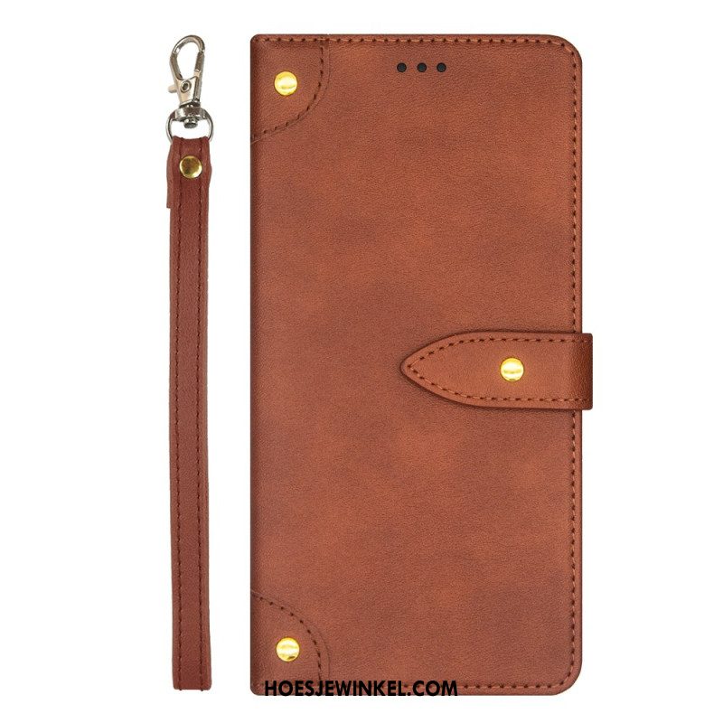 Flip Case Leren Oppo Reno 11 5g Idewei-klinknagels