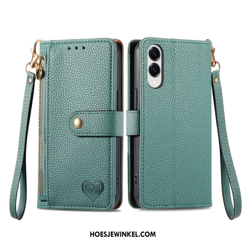 Flip Case Leren Samsung Galaxy S25 5g Edge Rfid-hartontwerp