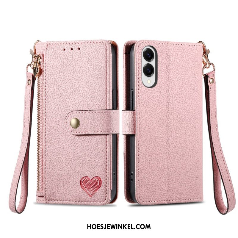 Flip Case Leren Samsung Galaxy S25 5g Edge Rfid-hartontwerp