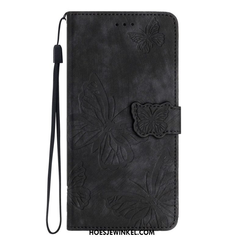 Flip Case Leren Samsung Galaxy S25 5g Edge Suède Vlindereffect