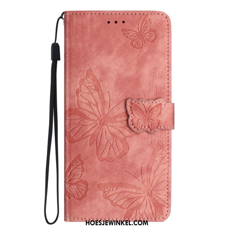Flip Case Leren Samsung Galaxy S25 5g Edge Suède Vlindereffect