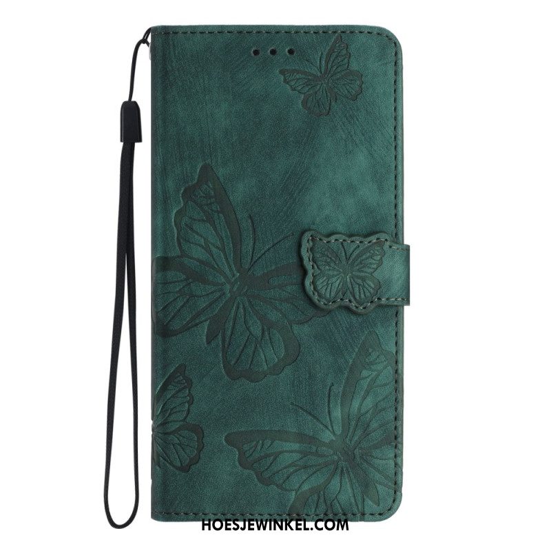 Flip Case Leren Samsung Galaxy S25 5g Edge Suède Vlindereffect