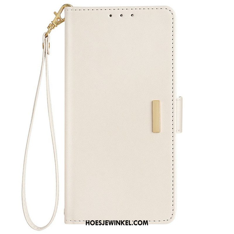 Flip Case Leren Samsung Galaxy S25 5g Gesp In Metaalstijl