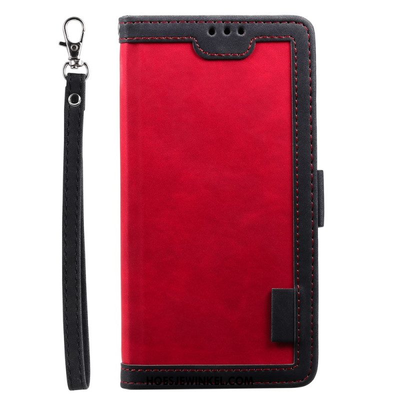 Flip Case Leren Samsung Galaxy S25 Fe Rfid-portemonnee Met Bandje