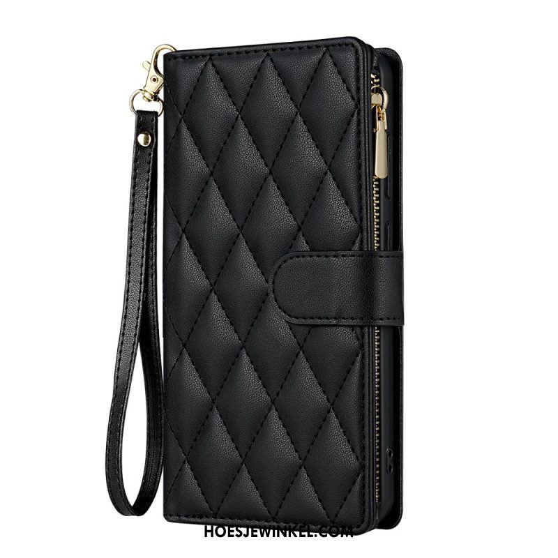 Flip Case Leren Samsung Galaxy S26 Gewatteerd Met Verstelbare Schouderband