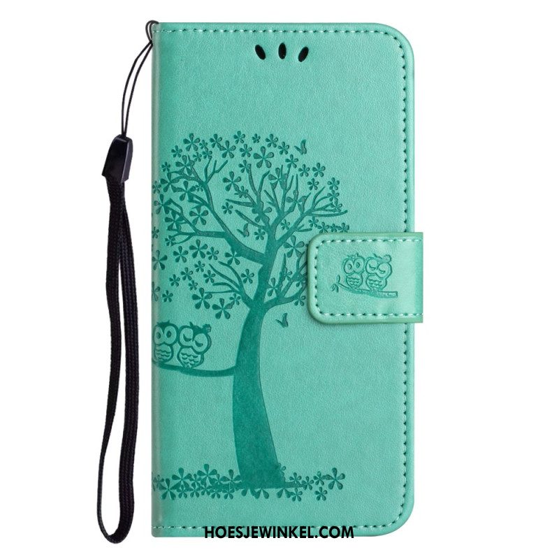 Flip Case Leren Samsung Galaxy S26 Uil En Boom Ontwerp