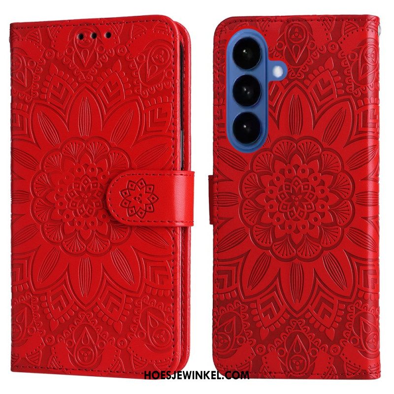 Flip Case Leren Samsung Galaxy S26 Zonnebloempatroon