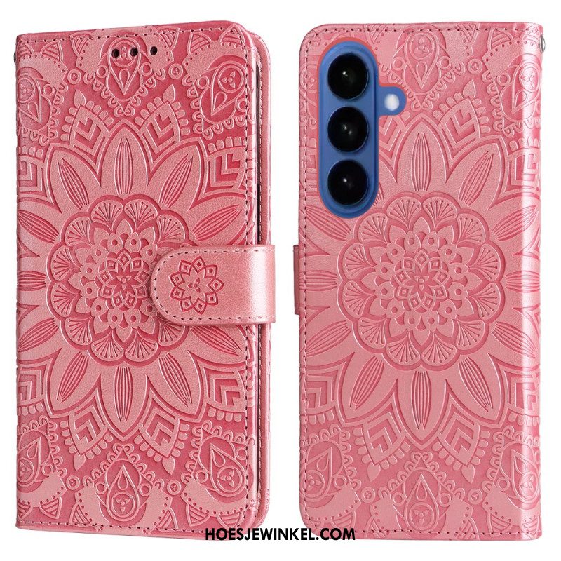 Flip Case Leren Samsung Galaxy S26 Zonnebloempatroon