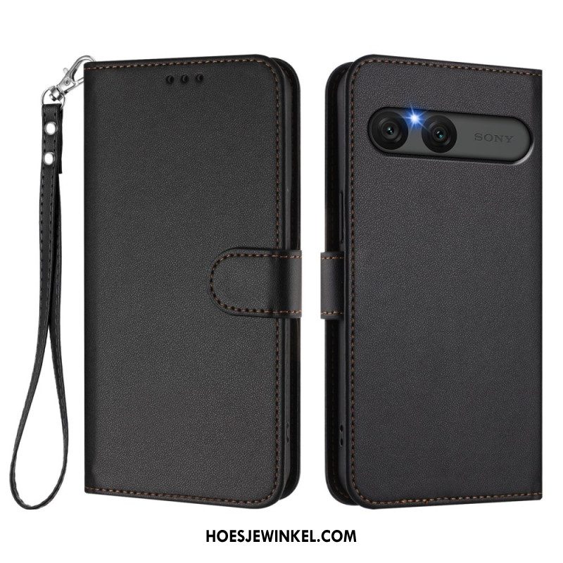 Flip Case Leren Sony Xperia 10 Vii Effen Imitatieleer