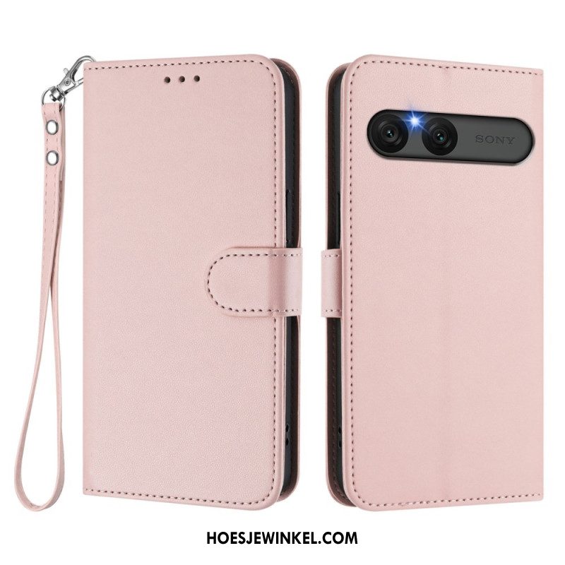 Flip Case Leren Sony Xperia 10 Vii Effen Imitatieleer