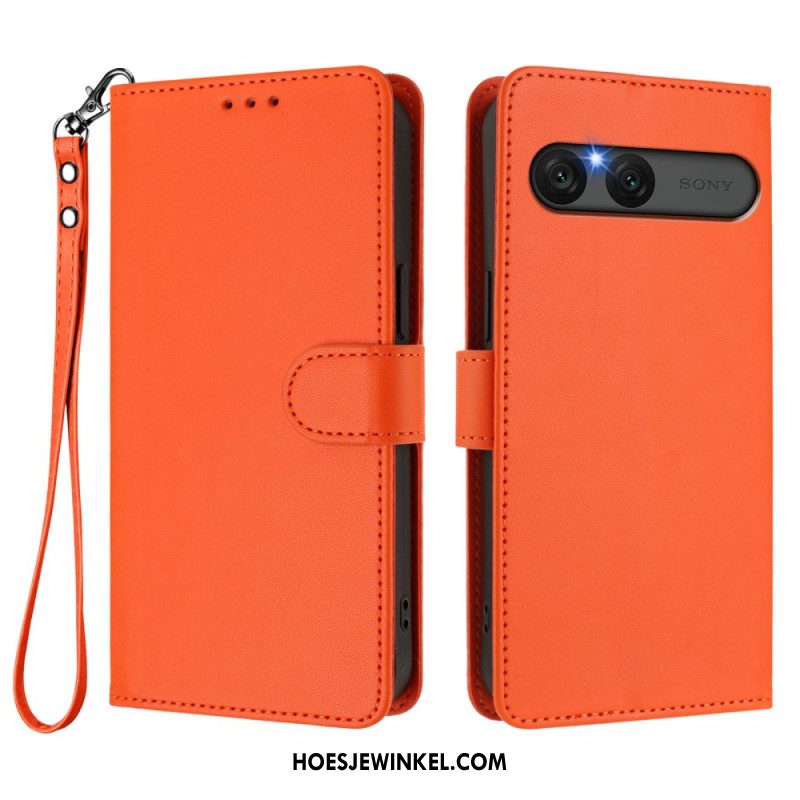 Flip Case Leren Sony Xperia 10 Vii Effen Imitatieleer