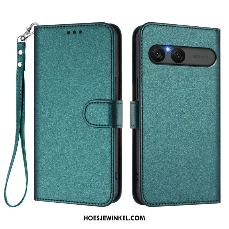 Flip Case Leren Sony Xperia 10 Vii Effen Imitatieleer