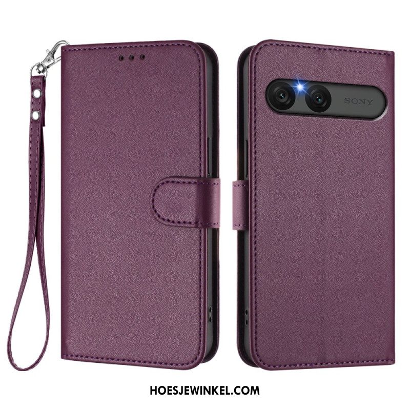 Flip Case Leren Sony Xperia 10 Vii Effen Imitatieleer