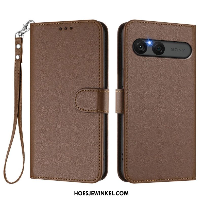Flip Case Leren Sony Xperia 10 Vii Effen Imitatieleer