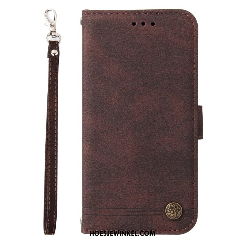 Flip Case Leren Xiaomi 15 Decoratieve Klinknagel En Bandje