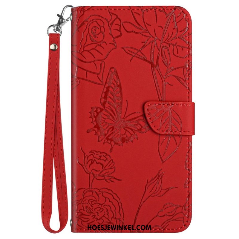 Flip Case Leren Xiaomi 15 Ultra Vlinderprint Bandje