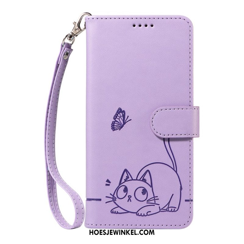 Flip Case Leren Xiaomi 17 Grafische Kattenband