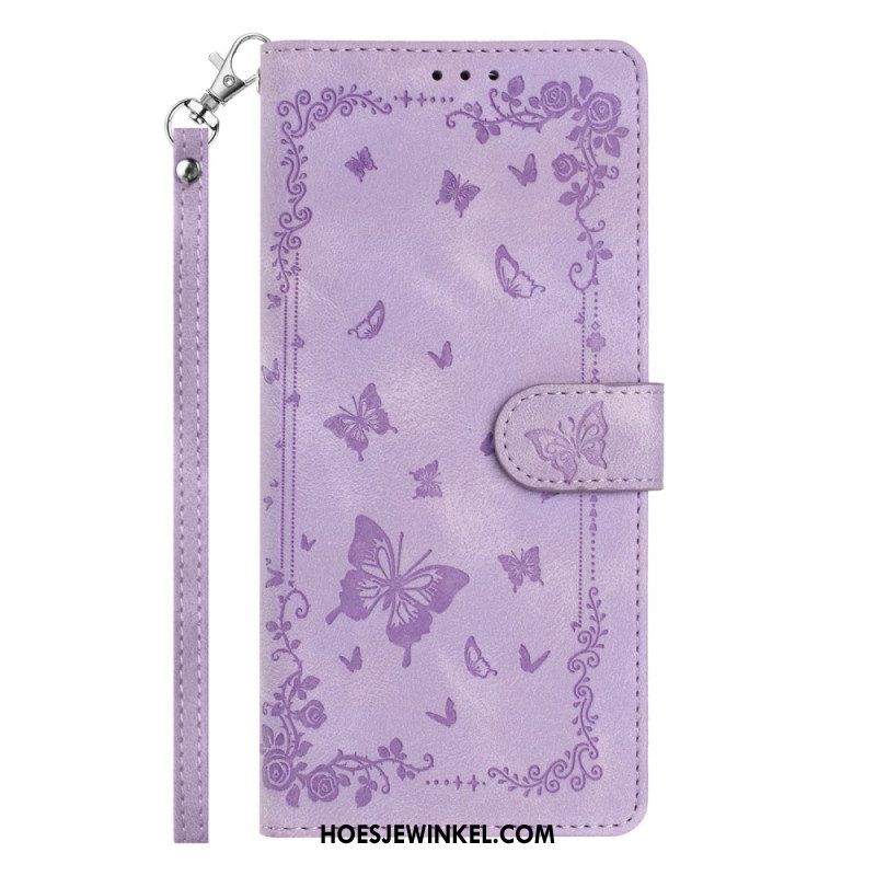 Flip Case Leren Xiaomi 17 Pro Max Suède-effect Vlinders