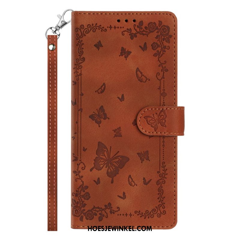 Flip Case Leren Xiaomi 17 Pro Max Suède-effect Vlinders