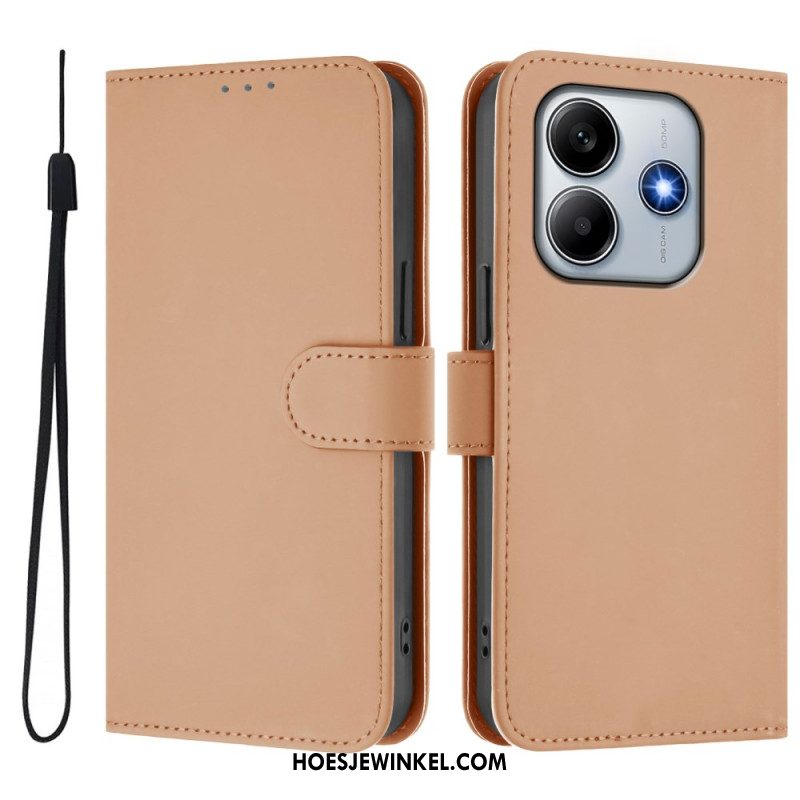 Flip Case Leren Xiaomi Redmi Note 14 5g Bandje Met Lederlook