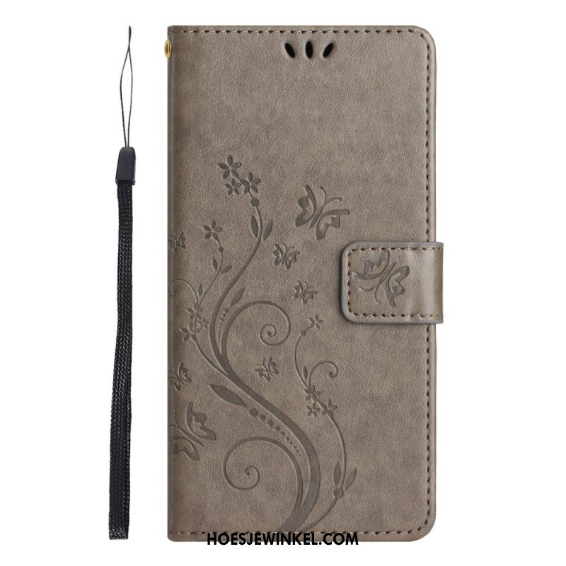 Flip Case Leren Xiaomi Redmi Note 14 5g Bloemen En Vlinders