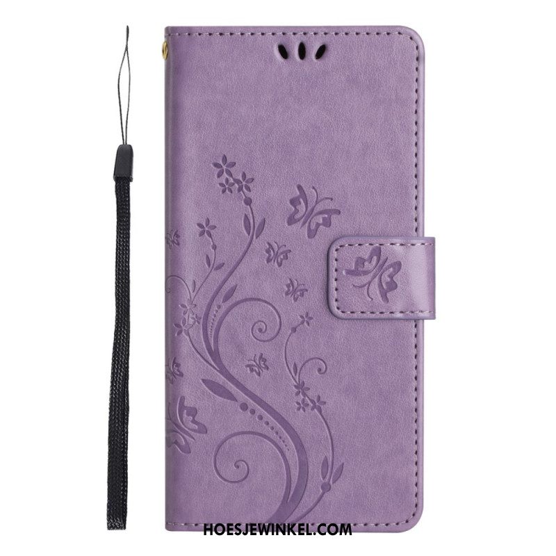 Flip Case Leren Xiaomi Redmi Note 14 5g Bloemen En Vlinders