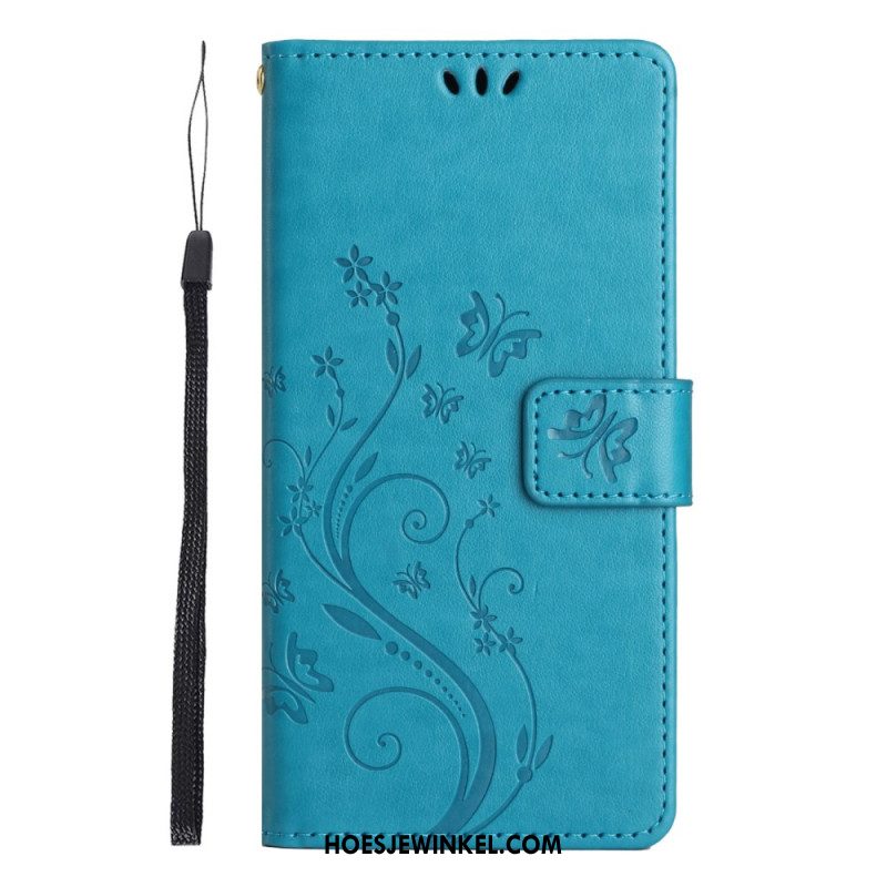 Flip Case Leren Xiaomi Redmi Note 14 5g Bloemen En Vlinders