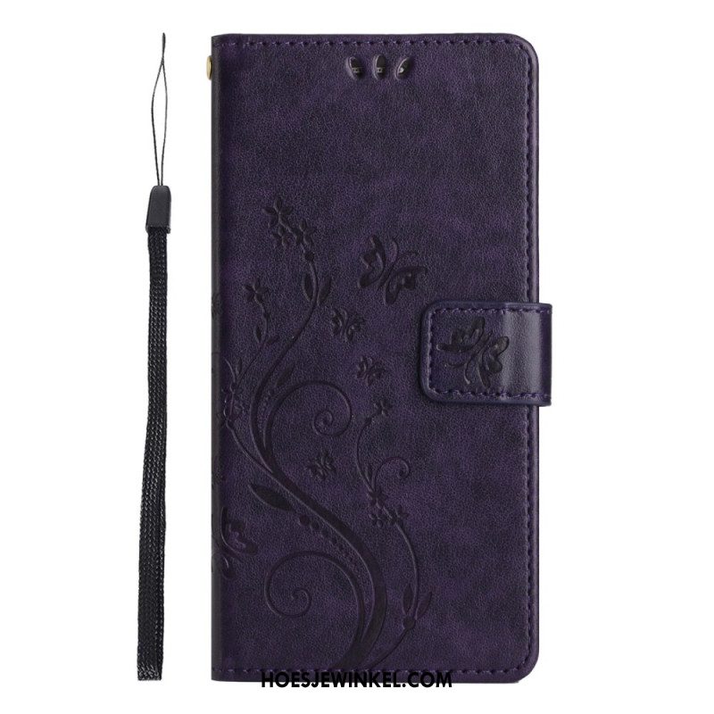Flip Case Leren Xiaomi Redmi Note 14 5g Bloemen En Vlinders