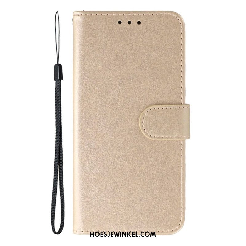 Flip Case Leren Xiaomi Redmi Note 14 5g Monochroom Lederlook Bandje