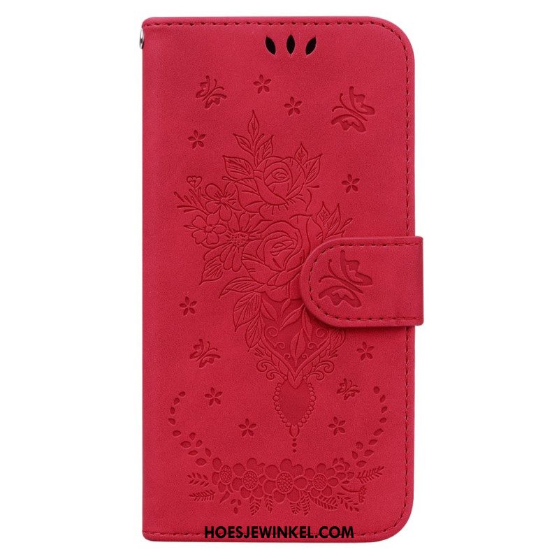 Flip Case Leren Xiaomi Redmi Note 14 5g Vlinder- En Bloemenprint