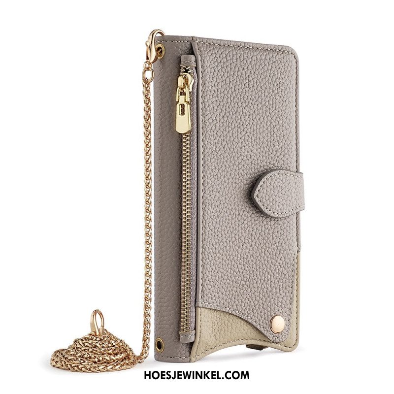 Flip Case Leren Xiaomi Redmi Note 14 Pro 4g Tweekleurige Portemonnee Met Ketting