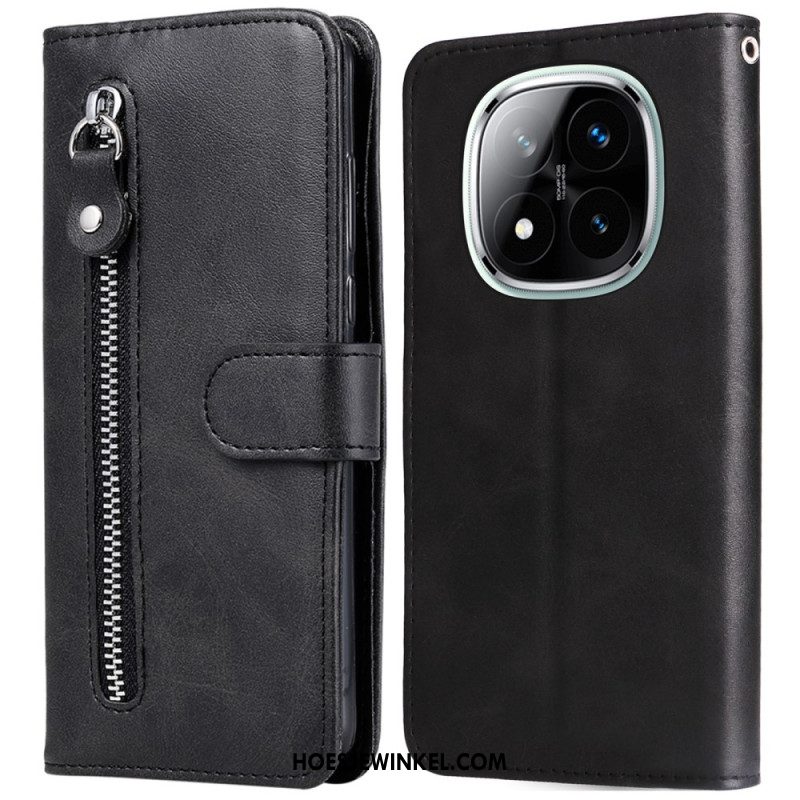 Flip Case Leren Xiaomi Redmi Note 14 Pro Plus 5g Vak Met Rits